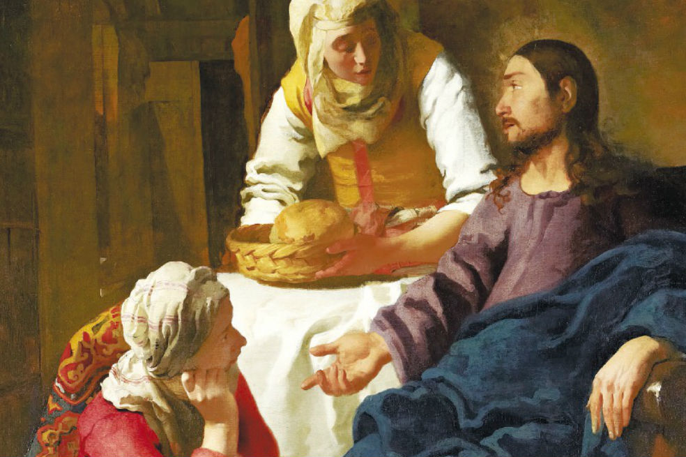 Cristo en casa de Marta y María, pintura al óleo de Johannes Vermeer 1654–1655.